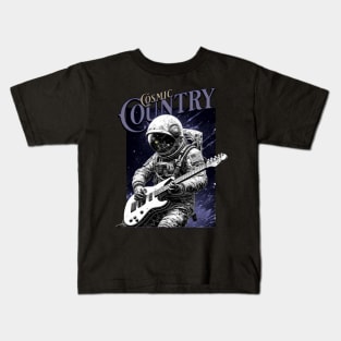 Cosmic Country Astronaut Guitar Space Kids T-Shirt